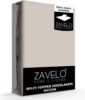 Zavelo Splittopper Hoeslaken Satijn Taupe - Lits-jumeaux (160x200 cm) - 100% Katoensatijn - Soepel & Zacht - Perfecte Pasvorm