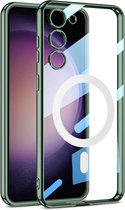 Hoesje MagSafe Back Cover Transparant/Groen Geschikt voor Samsung Galaxy S23 Plus
