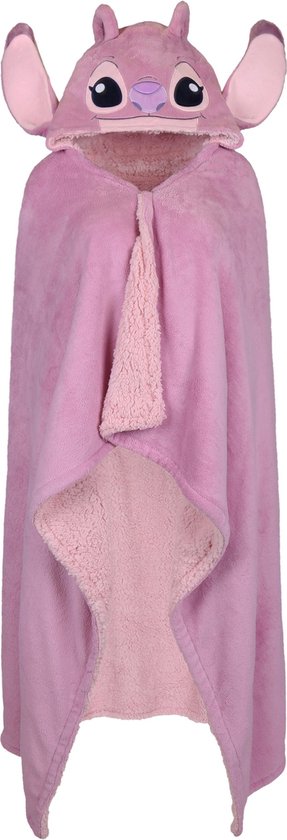 STITCH Angel Disney - Plaid/couverture rose à capuche - 120x150 cm | bol