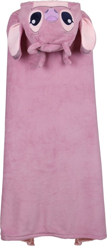 STITCH Angel Disney - Plaid/couverture rose à capuche - 120x150 cm
