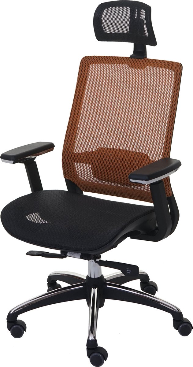 MCW Bureaustoel MCW-A20, bureaustoel, ergonomische hoofdsteun stof/textiel ISO9001 ~ zwart/oranje