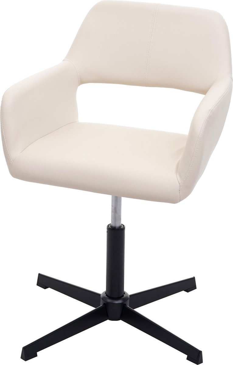 Home office chair MCW-A50 IV, woonkamer bureaustoel + eetkamerstoel ~ kunstleer crème, onderstel zwart