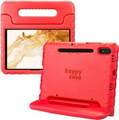 HappyCase Kinder Tablethoes Geschikt voor Samsung Galaxy Tab S7/S8 | Kindvriendelijke Hoes | Beschemhoes | Kinderhoes | met Handvat en Standaard | Rood