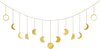 Maanfase, wandbehang, gouden maanslinger, decoratie, boho, huisdecoratie, glanzende maan, hangende kunst, ornamenten voor slaapkamer, hoofdbord, woonkamer, slaapzaal, kinderkamer, appartement, kantoor, 140 cm
