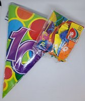 versierpakket 10 jaar vlaggenlijn en ballonnen voor vrolijke verjaardag