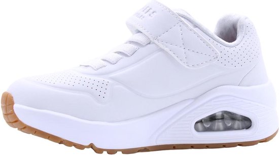 Witte Skechers sneaker met klittenbandsluiting en gummi zool.