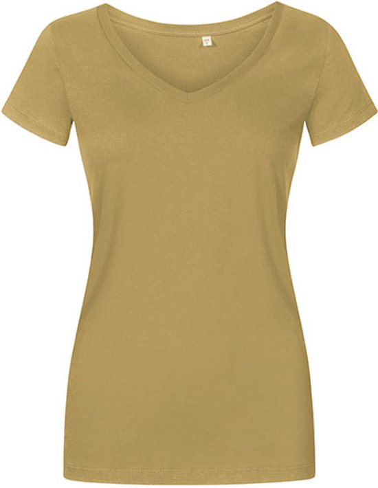 Women´s V-hals T-shirt met korte mouwen Olive - L