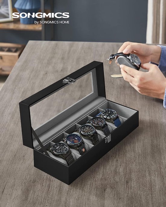 Horlogedoos voor 6 horloges - Sieradendoos kopen Horlogedoos voor 6 horloges - Sieradendoos kopen