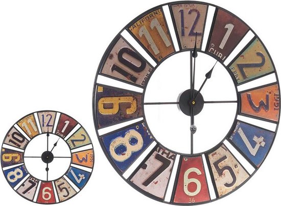 Muurklok Multicolour Retro Metaal (60 x 4,5 x 60 cm)