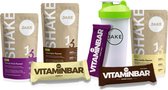 Starterbox Small Light - Vegan Maaltijdvervanger – 2x Shake, 3x Vitaminebar, 1x Ready to Drink - Plantaardig, Rijk aan voedingsstoffen, Veel Eiwitten – incl. Tote Bag & Shakebeker