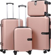 Kofferset 4-delig - Handbagage - Met wielen - Koffers - Trolley - Milaan - Rose Gold