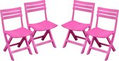 Sunnydays Klapstoel voor buiten/binnen - 4x - roze - 41 x 79 cm - stevig kunststof - Bijzet stoelen