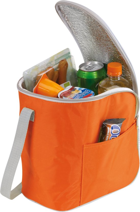 Kleine koeltas/Lunch tas model Glaciaal - 2x - 23 x 16 x 26 cm - 1 vaks - oranje/grijs - 9 Liter van Klein — afbeelding 3