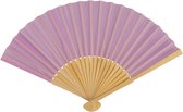 Spaanse handwaaier - pastelkleuren - lila paars - bamboe/papier - 21 cm