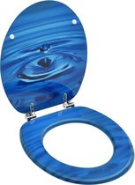 vidaXL - Toiletbril - met - deksel - waterdruppel - MDF - blauw