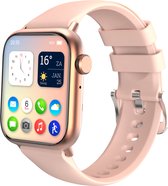 Nuvance - Smartwatch Heren & Dames met Bluetooth - 45mm - Geschikt voor alle Smartphones - Stappenteller en Hartslagmeter - Waterdicht - Lichtroze