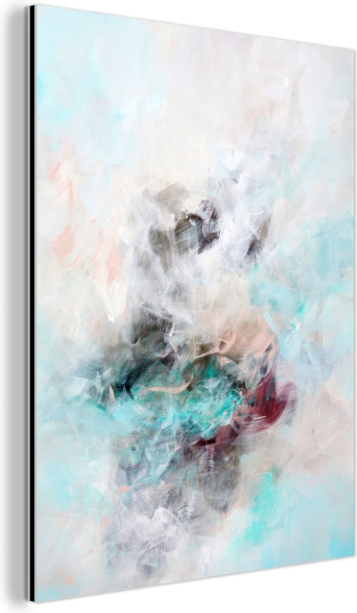 Wanddecoratie Metaal - Aluminium Schilderij Industrieel - Abstract - Schilderen - Verf - Blauw - 120x160 cm - Dibond - Foto op aluminium - Industriële muurdecoratie - Voor de woonkamer/slaapkamer