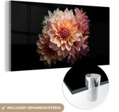 MuchoWow® Peinture sur verre - Dahlia - Fleurs - Rose - Zwart - Botanique - 80x40 cm - Peintures sur verre acrylique - Photo sur Glas