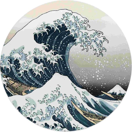 Glasschilderij Hokusai - De Grote Golf Ø 50 cm
