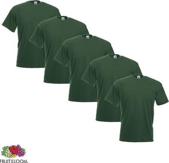 Fruit of the Loom - 5 stuks Valueweight T-shirts Ronde Hals - Donkergroen - M