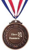 Akyol - i love dammen medaille bronskleuring - Schaken - beste dammer - hobby - schaakmat - koning - koningin - bordspel - sport