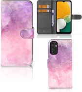 Telefoonhoesje Geschikt voor Samsung Galaxy A14 4G Flipcase Pink Purple Paint