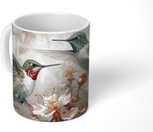 Mok - Koffiemok - Kolibrie - Vogels - Bloemen - Planten - Mokken - 350 ML - Beker - Koffiemokken - Theemok