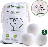 Greenbility XL Drogerballen - Wasdrogerballen - Energiebesparend - Wol - Minder lang drogen - Wit - Droogballen voor wasdroger - Set van 6