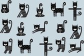 Fotobehang - Vlies Behang - Zwarte Katten - Kinderbehang - 520 x 318 cm
