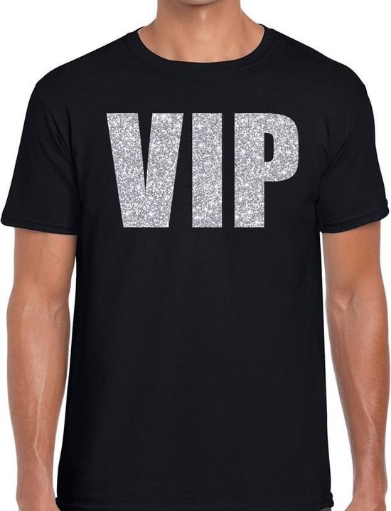 Onbevredigend Verspilling Doordringen VIP zilver glitter tekst t-shirt zwart voor heren S | bol.com