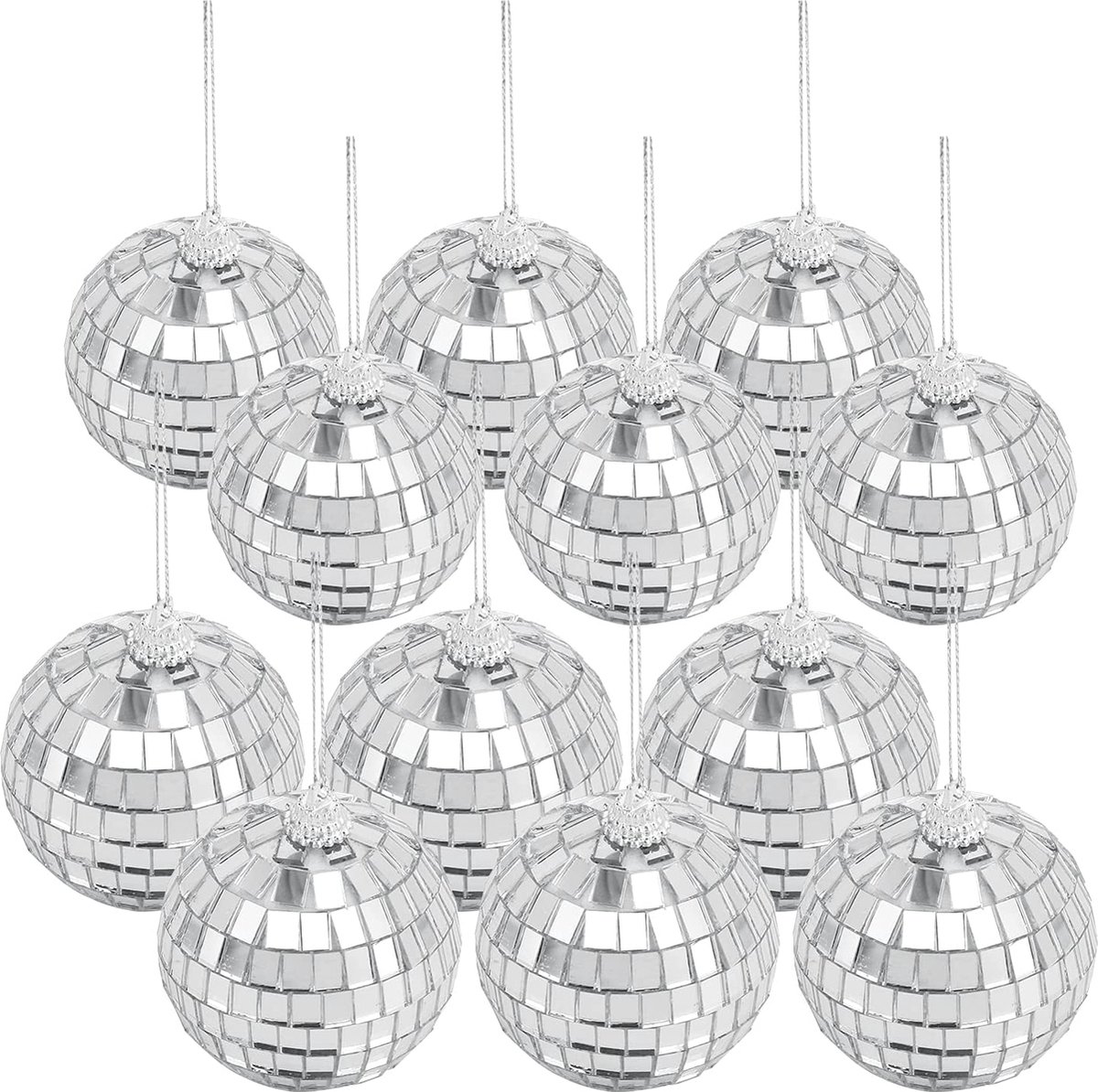 Boules Disco miroir pour décoration d'arbre de noël, 12 pièces, boules  suspendues, boule de verre