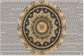 Tuinposters buiten Mandala - Bloem - Goud - Luxe - Bohemian - 90x60 cm - Tuindoek - Buitenposter