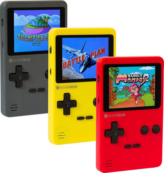 Silvergear Mini Console de jeu d'arcade rétro - Gris - Écran 2,8 pouces - 240 jeux