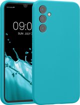 kwmobile telefoonhoesje geschikt voor Samsung Galaxy A34 5G - TPU backcover met siliconen coating - Smartphone case in ijsblauw