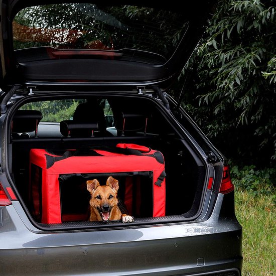 EUGAD Hondentransportbox, aluminium, hondenbox voor thuis, kofferbak, transportbox voor kleine, middelgrote honden en katten, 54 x 69 x 51 cm met veiligheidssluiting, licht en stabiel