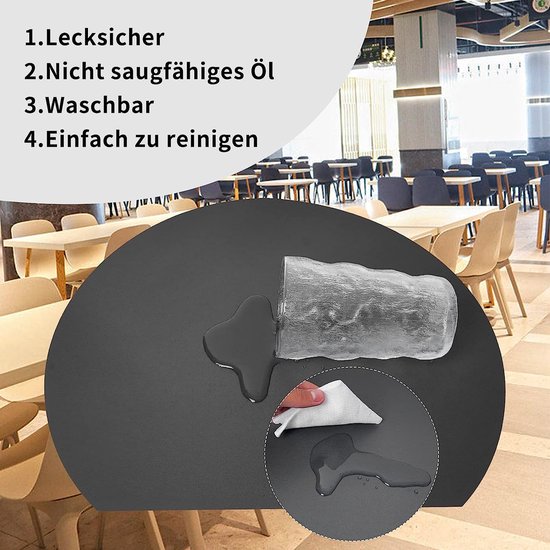 Placemats en onderzetters van leer, afwasbaar, rond, placemats, set van