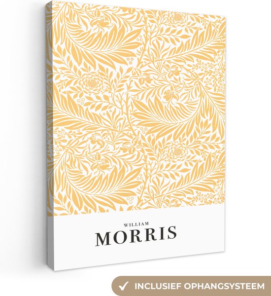 Peinture sur toile William Morris - Jaune - Feuilles - Motif - Art - 30x40 cm - Décoration murale