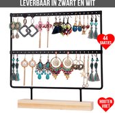 Allernieuwste.nl® Oorbellenrekje Sieradenrekje Oorbellen Display Sieraden Organizer ZWART - voor 44 oorbellen HOUTEN VOET - porte-bijoux - 2 Verdiepingen