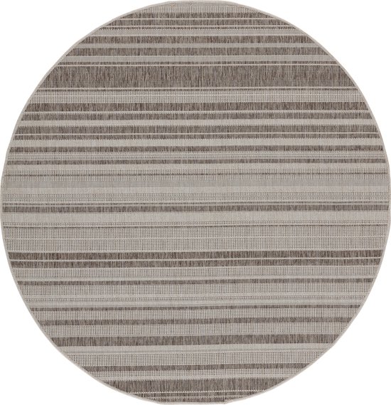 Rond binnen & buiten vloerkleed Boho - lichtbruin/crème