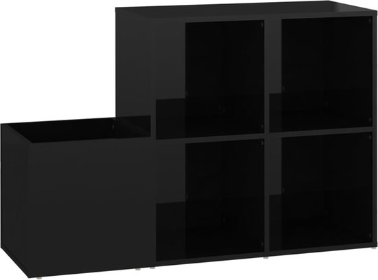 vidaXL - Opbergkast - 105x35,5x70 - cm - bewerkt - hout - hoogglans - zwart