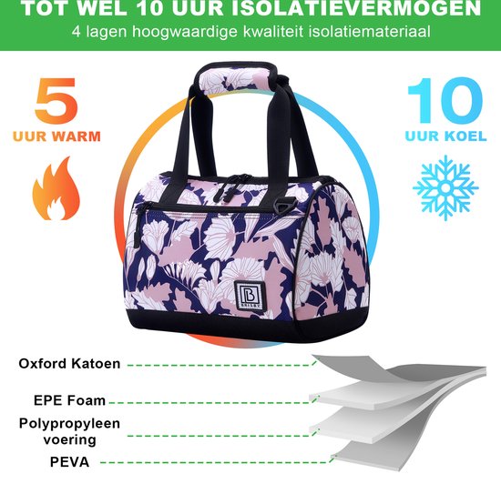 Brisby 4 Laags Geïsoleerde Koeltas - Lunchtas 10 Liter - Sweet Leaves van Merkloos — afbeelding 4