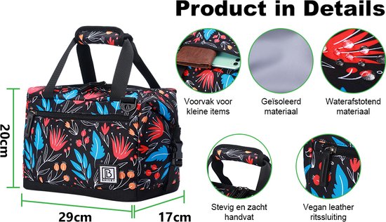 Brisby 4 Laags Geïsoleerde Koeltas - Lunchtas 12 Liter - Extra Ruimte Uitvouwbaar- Night Flower van Merkloos — afbeelding 3