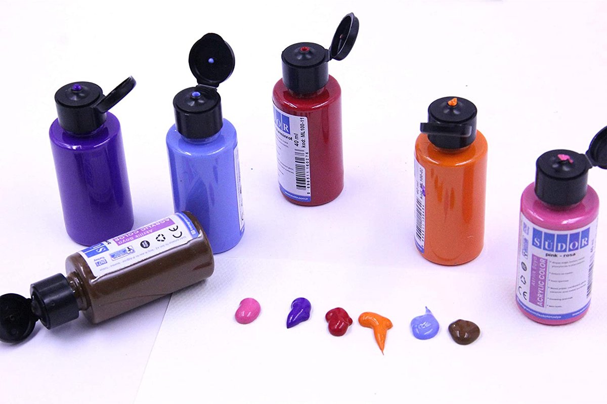 Acrylverfset voor kinderen en volwassenen | Universele verf voor hout, steen, canvas, polyester, papier, gips, stof, leer, metaal | Acrylverfset (6 x 40 ml medium tinten) — afbeelding 7