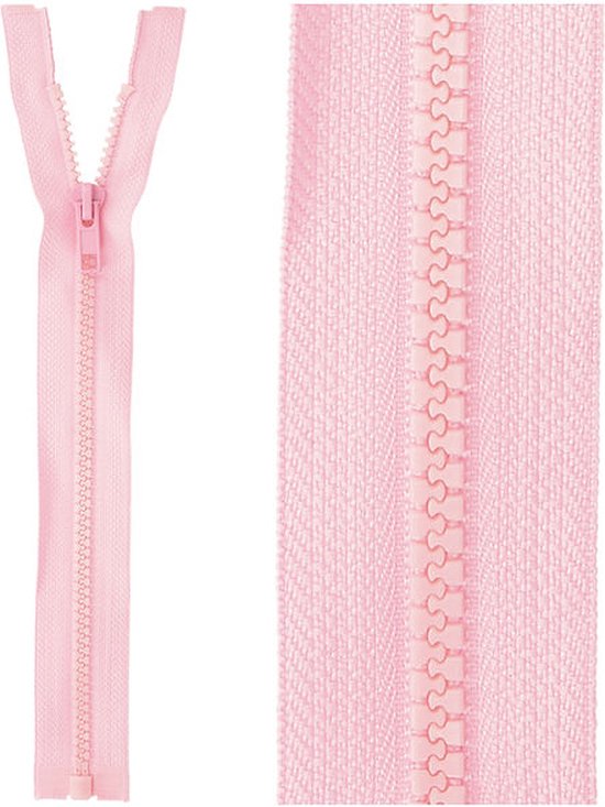 Fermeture éclair divisible 50 cm rose - fermeture éclair robuste en polyester avec dents en bloc