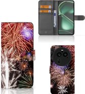 Portemonnee Hoesje OPPO Find X6 Pro Smartphone Hoesje Kerstcadeau Vuurwerk