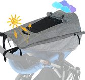 Luifel kinderwagen met uv-bescherming 50+ en waterdicht, dubbellaags stof met kijkvenster en extra brede schaduwvleugels, grijs