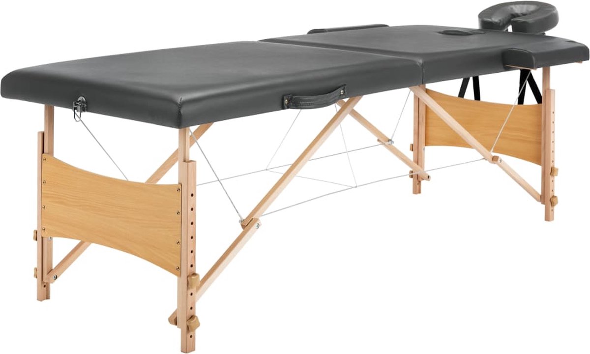 Goedkoopste vidaXL - Massagetafel - met - 2 - zones - 186x68 - cm - houten - frame - antraciet