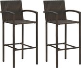 vidaXL Tabourets de bar de bar 2 pièces Poly rotin Marron