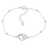 Joy|S - Zilveren hartje armband - eenhoorn unicorn - kristal multicolor - 14.5 cm + 4 cm extension - paard