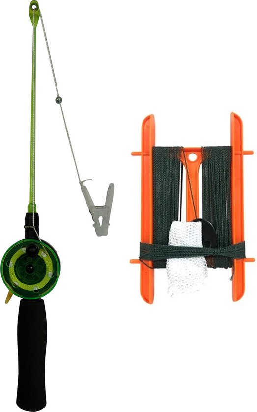 Canne à crabe / canne à pêche pour crabes - 38 cm - fil supplémentaire inclus